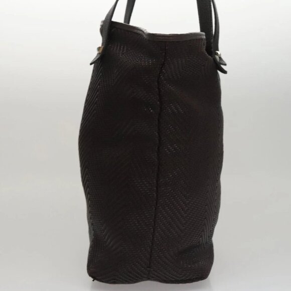 HERMES Kaba Chennai MM Hand Bag Canvas Leather Brown Silver Auth bs21951 - Picture 5 of 16